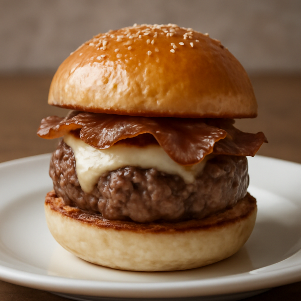 Foto di Mini burger di carne trita con guanciale e scamorza su panino al latte