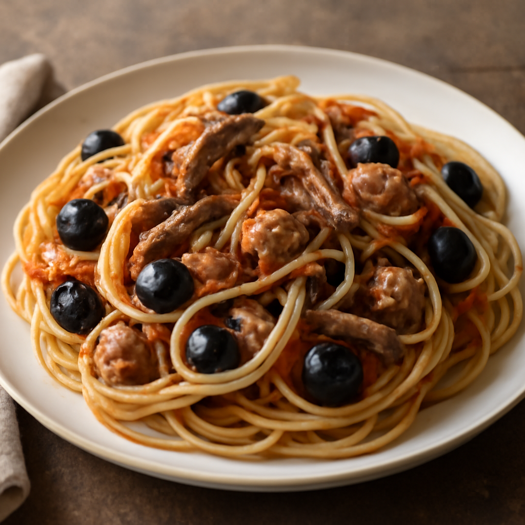 Foto di Pasta con tonno, olive e alici