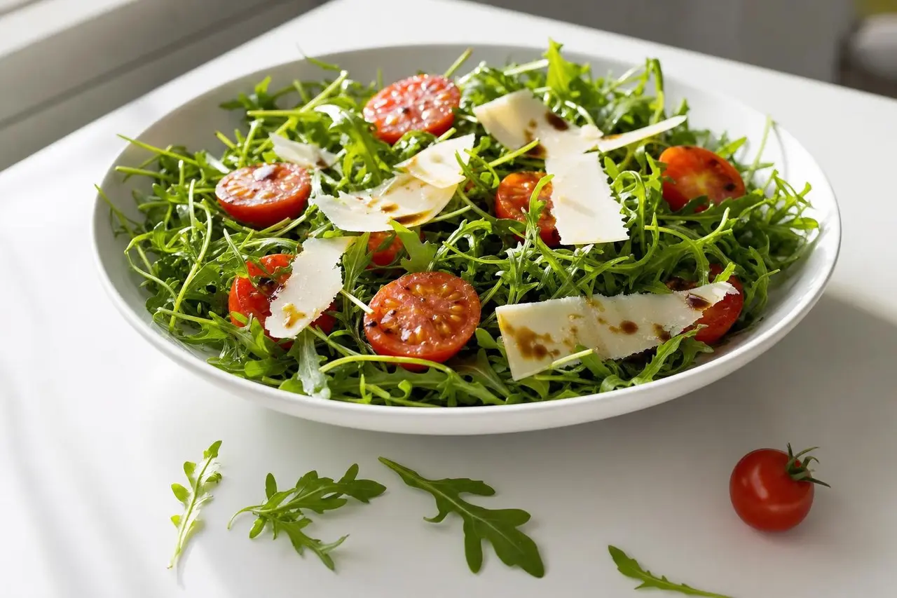Insalata di rucola, pomodorini e grana