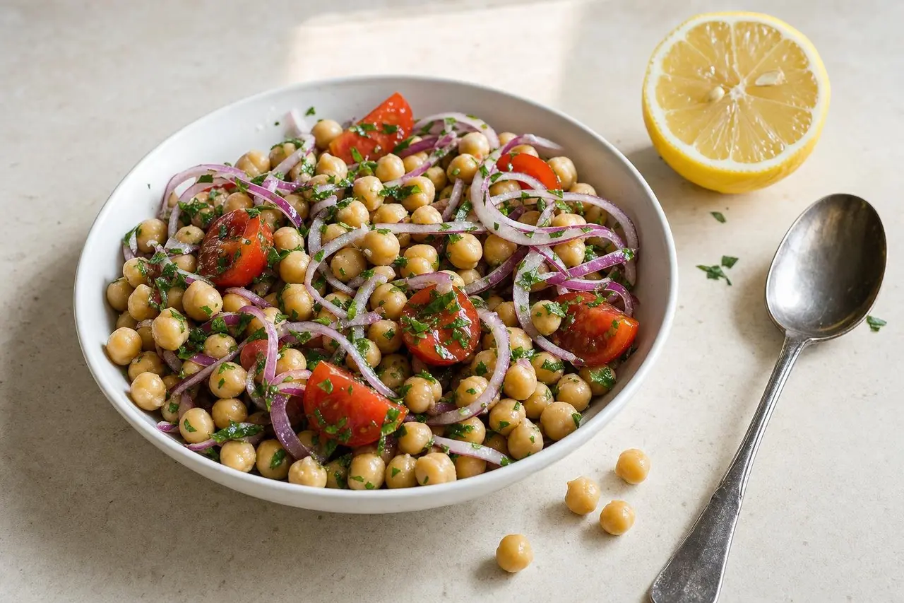 Insalata di ceci e cipolla rossa