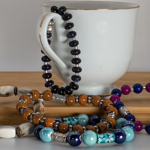 Handcrafted gemstone and polymer clay jewellery