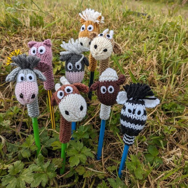 Knitted and crocheted wool crafts and creatures