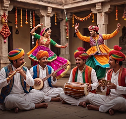 Folk musician playing traditional instrument