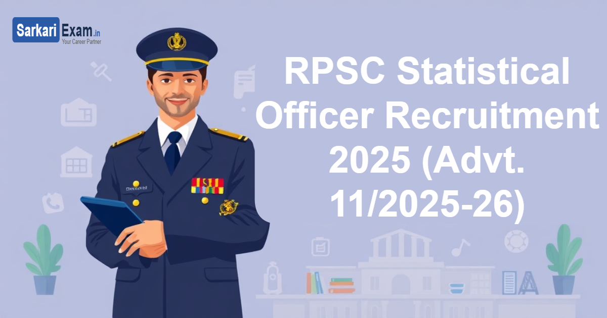 RPSC Statistical Officer Recruitment 2025 (Advt. 11/2025-26)