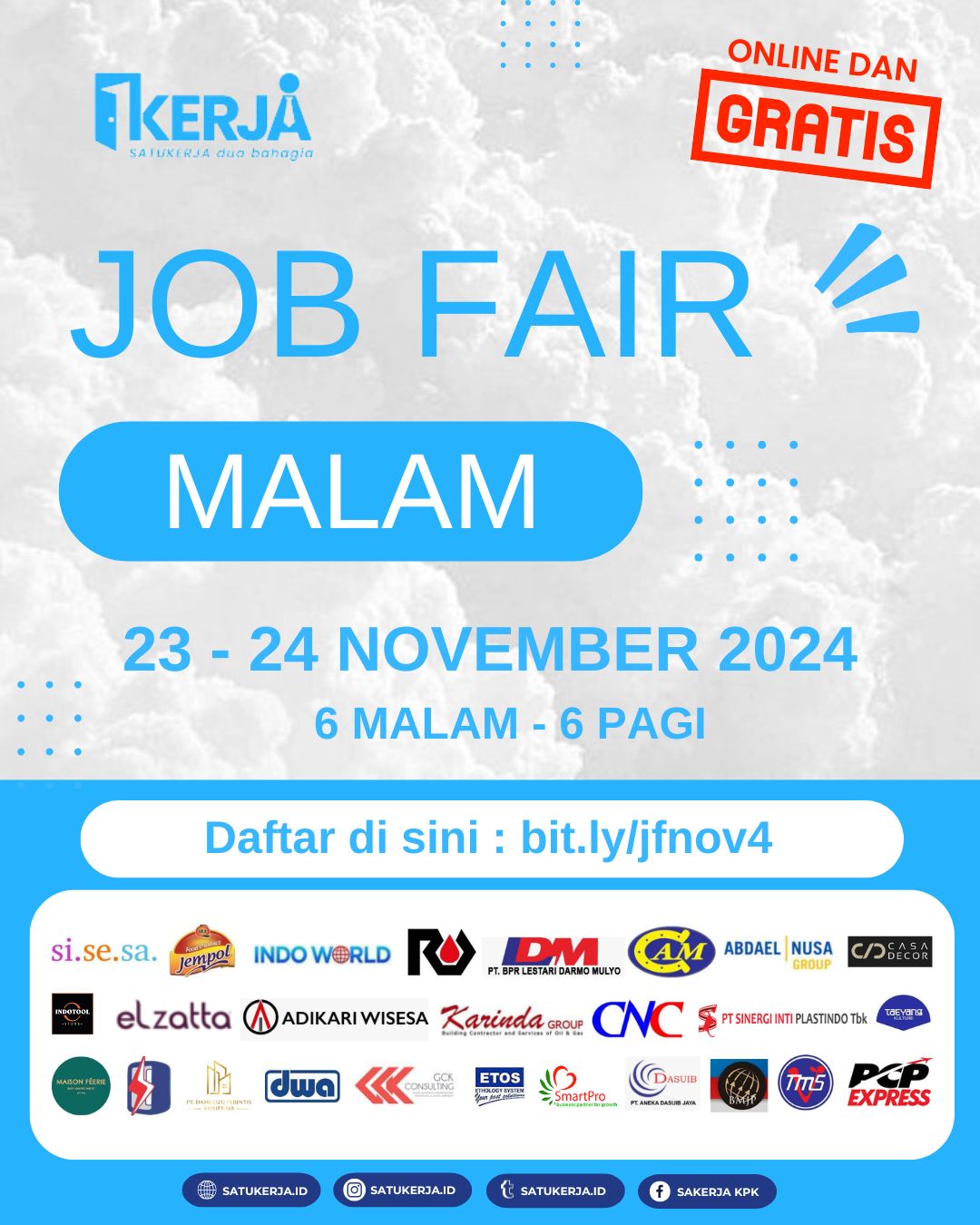 Mau Cari Kerja? Yuk Ikut Job Fair Online Malam Hari, GRATIS!