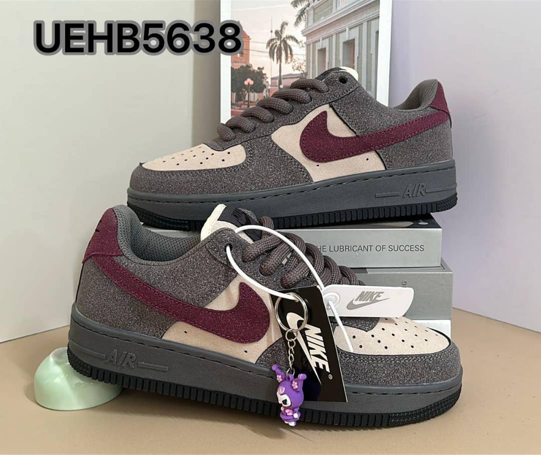 Nike Air Force 1 Low Grey Burgundy Hairy Suede