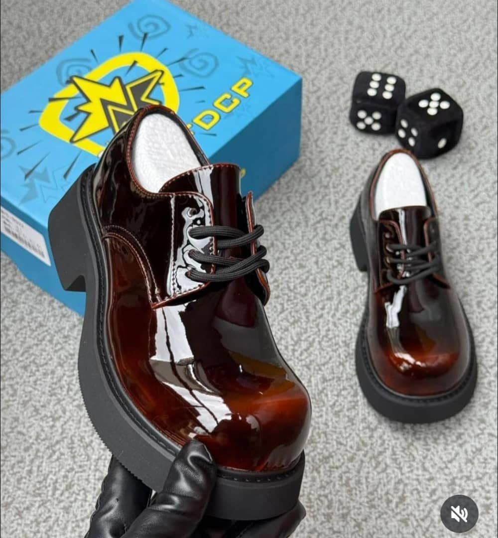 Chunky Patent Derby Brown 