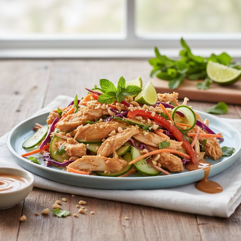 Zesty Thai Peanut Chicken Salad with Cucumber & Mint