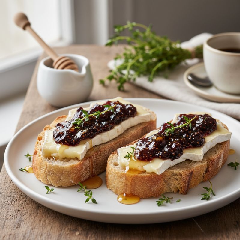 Pain de Campagne Tartines with Brie and Fig Jam