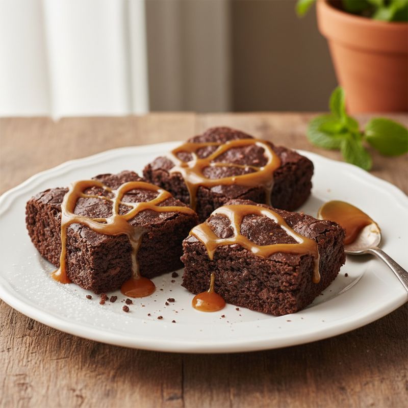 Mexican Chocolate Brownies with Dulce de Leche Swirl