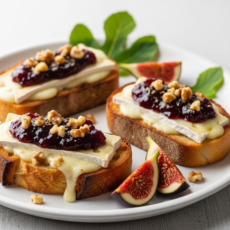 Pain au Levain Tartines with Brie and Fig Jam