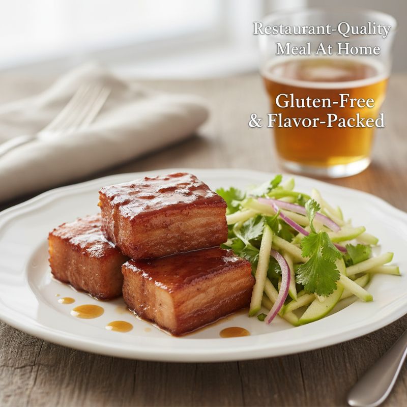 Gluten-Free Cider-Braised Pork Belly with Green Apple Slaw