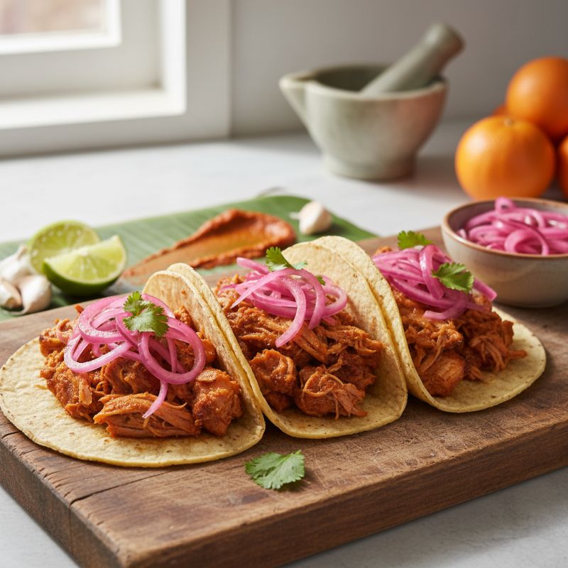 Cochinita Pibil Tacos with Pickled Onions