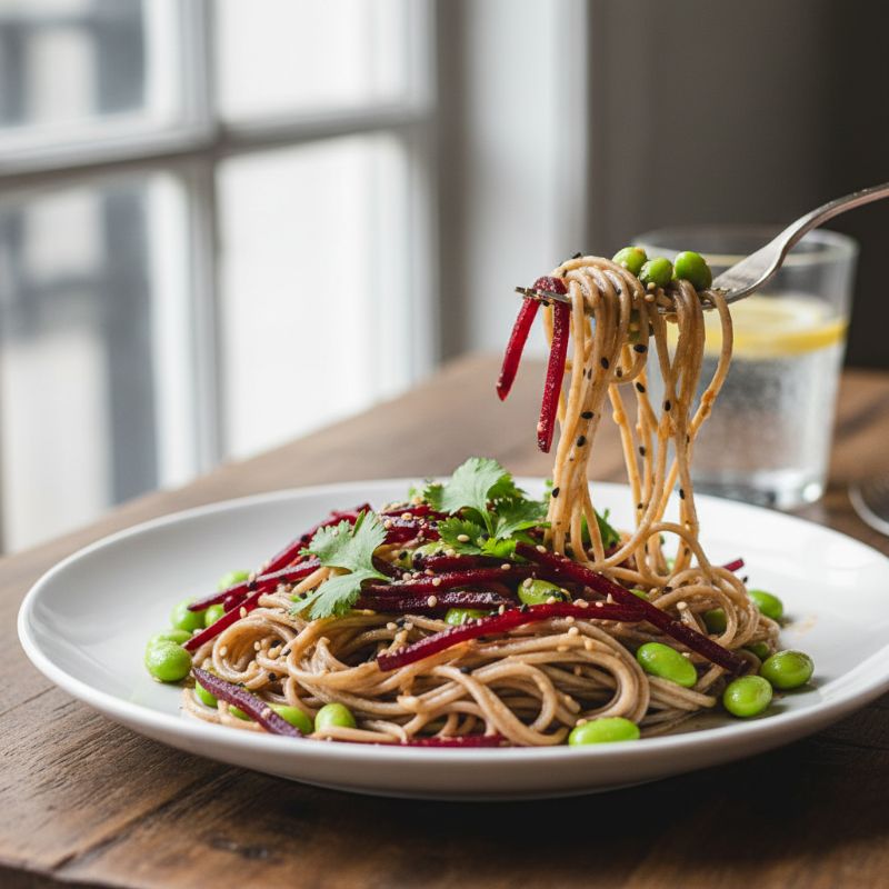 Soba Noodle Salad with Beets and Edamame