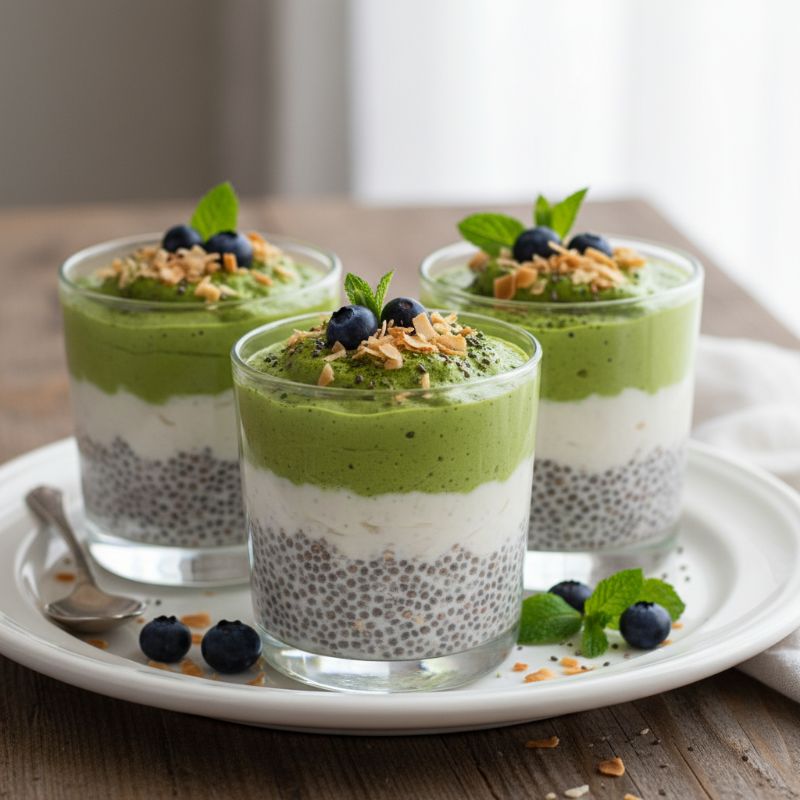 Matcha Coconut Chia Seed Pudding Parfaits