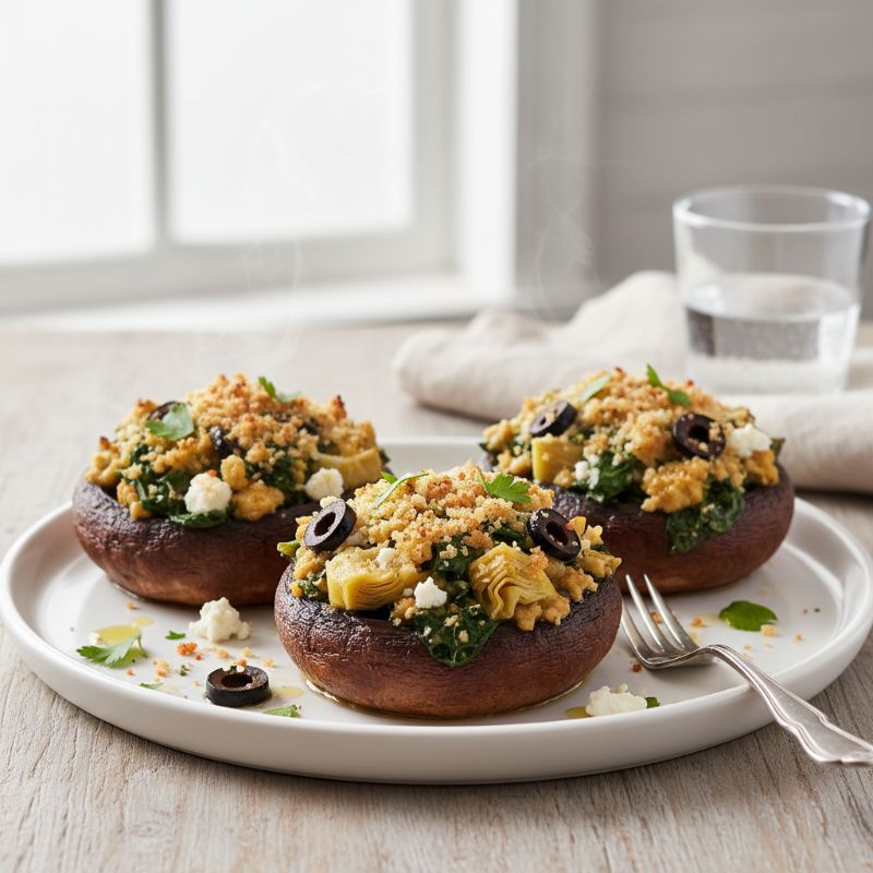 Mediterranean Spinach & Artichoke Stuffed Portobello Mushrooms