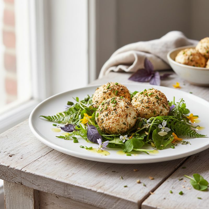 Goat Cheese Pralines on Wild Herb Salad
