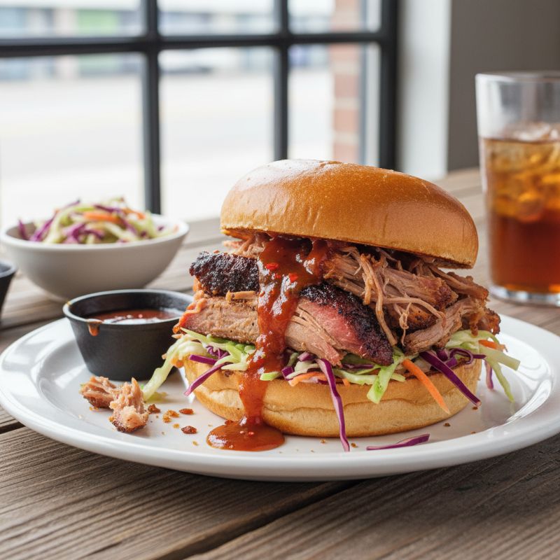 Smoked Pulled Pork Sandwich with Vinegar Slaw
