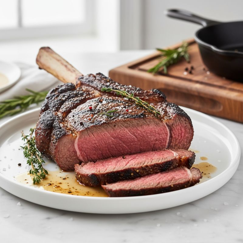 Reverse-Seared Smoked Tomahawk Ribeye