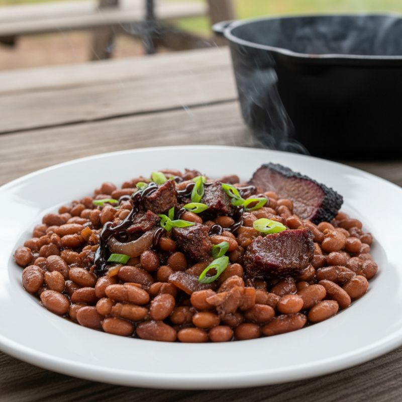 Smoked BBQ Pit Beans with Brisket
