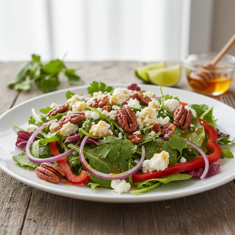 Red Chile Pecan & Goat Cheese Salad with Honey-Lime Vinaigrette
