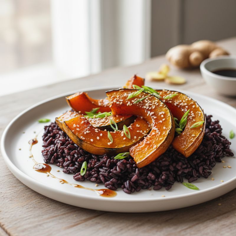 Ginger-Soy Glazed Kabocha Squash with Black Rice