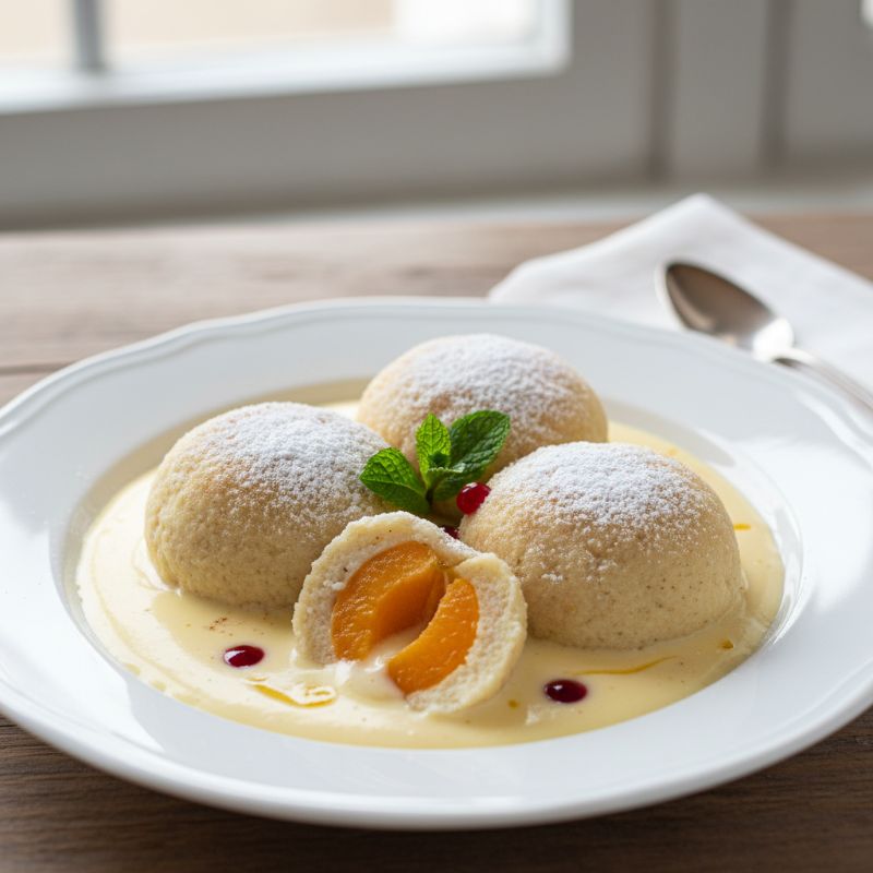 Ovocné Knedlíky with Crème Anglaise (Fruit Dumplings with Custard)
