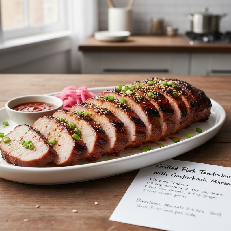 Grilled Pork Tenderloin with Gochujang Marinade