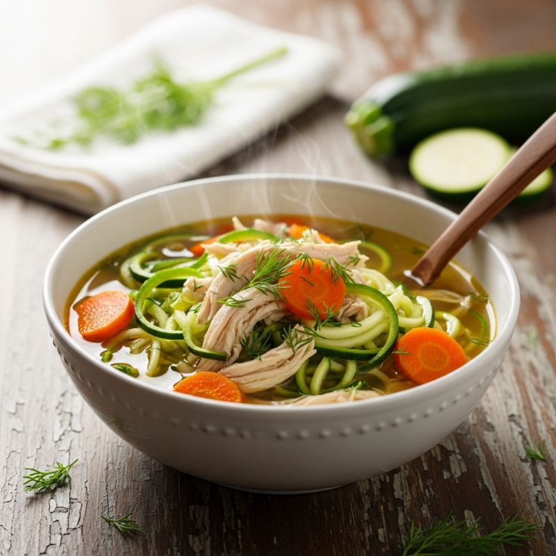 Keto-Friendly Chicken Noodle Soup with Homemade Broth