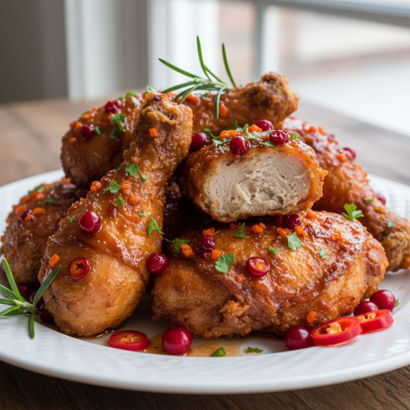 Lingonberry Habanero Glazed Fried Chicken