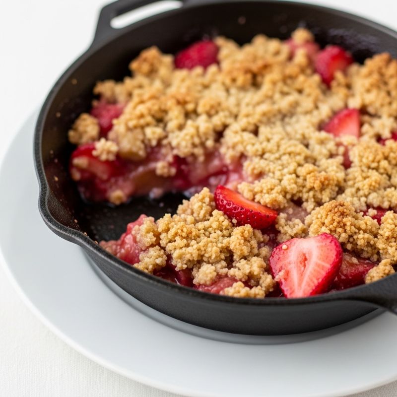 Rhubarb & Strawberry Skillet Crisp