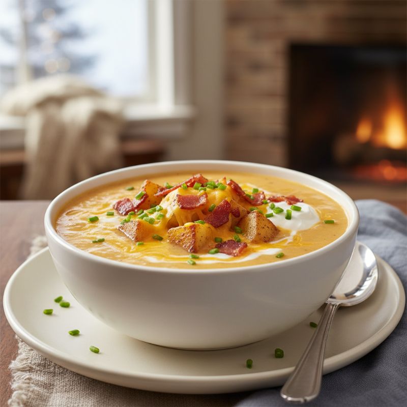 Creamy Cheddar Loaded Baked Potato Soup