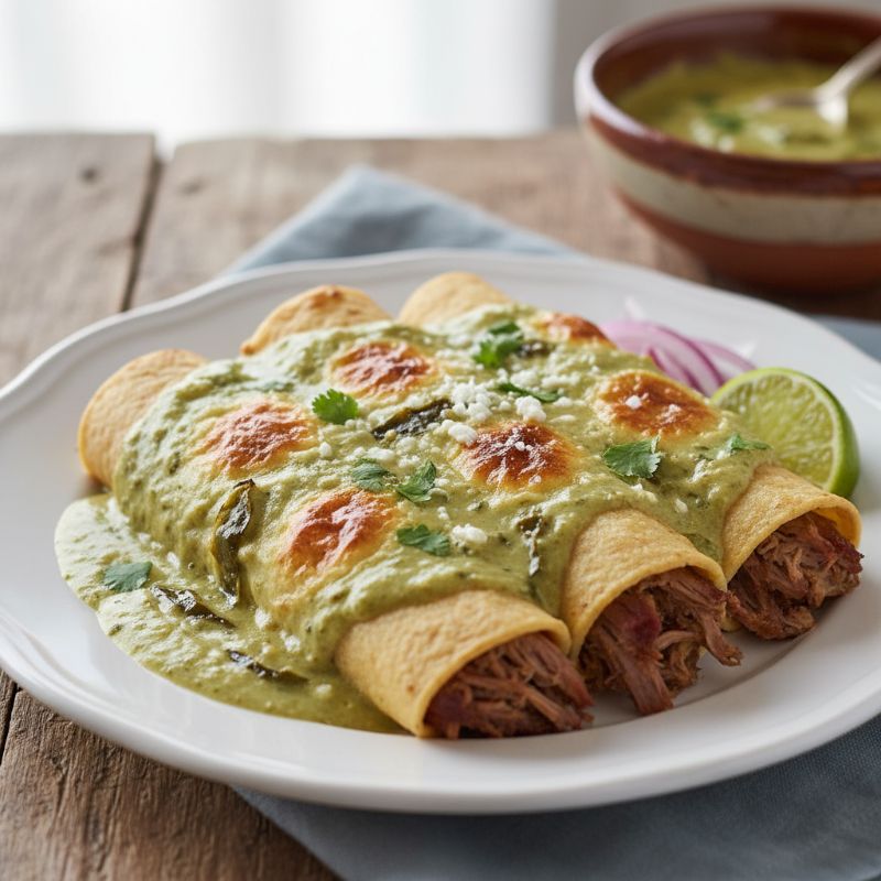 Smoked Brisket Enchiladas with Creamy Poblano Sauce
