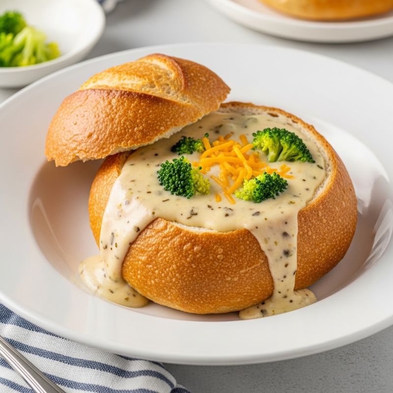 Broccoli Cheddar Soup in Bread Bowls