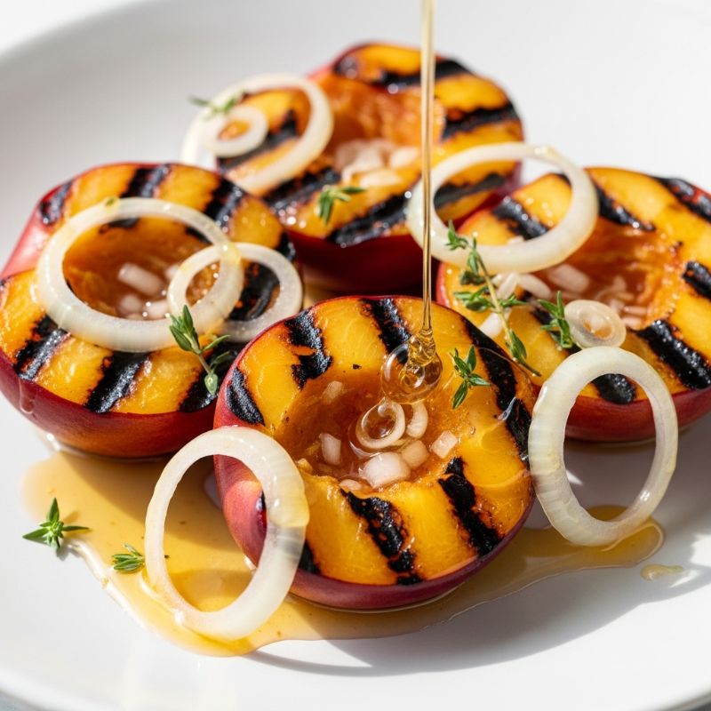 Grilled Nectarines with Walla Walla Onion & Honey Drizzle