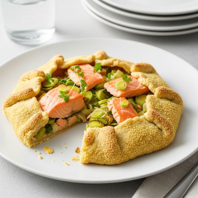 Salmon & Leek Galette with Cornmeal Crust