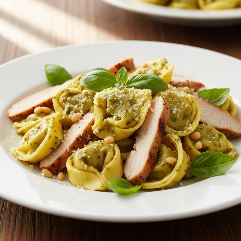 Three-Cheese Tortellini with Chicken and Pesto