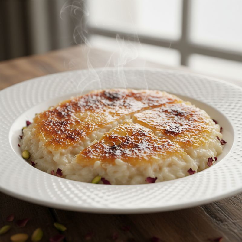 Roz Bel Laban Brûlée: Middle Eastern Rice Pudding