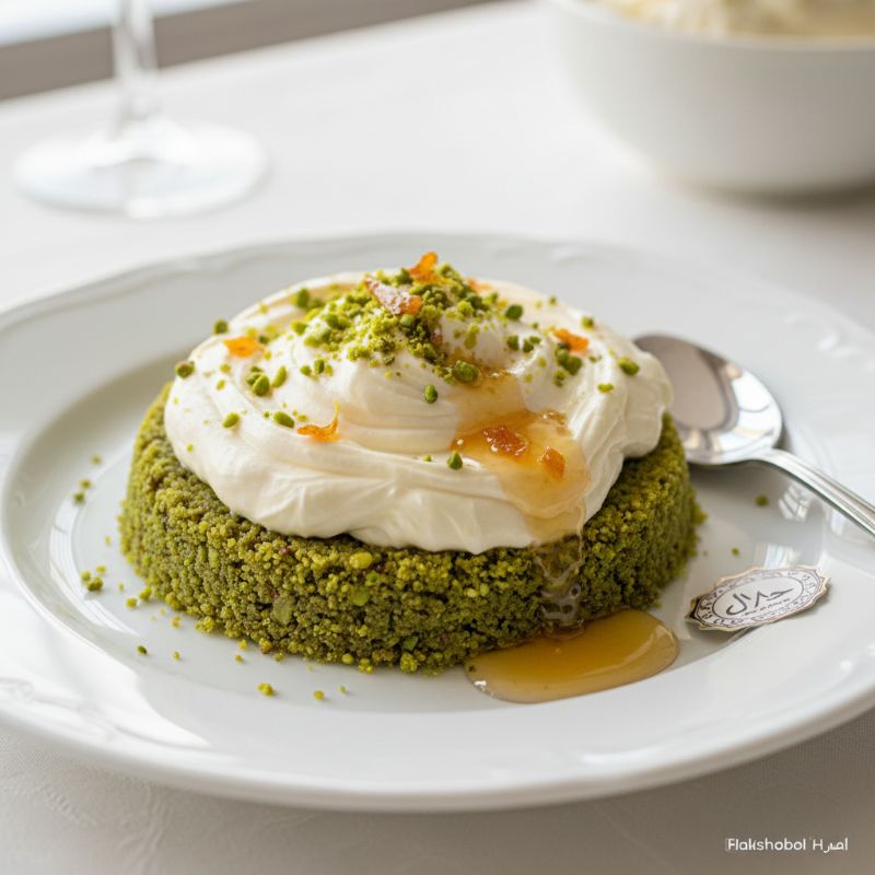 Halal Pistachio Mafroukeh with Ashta Cream