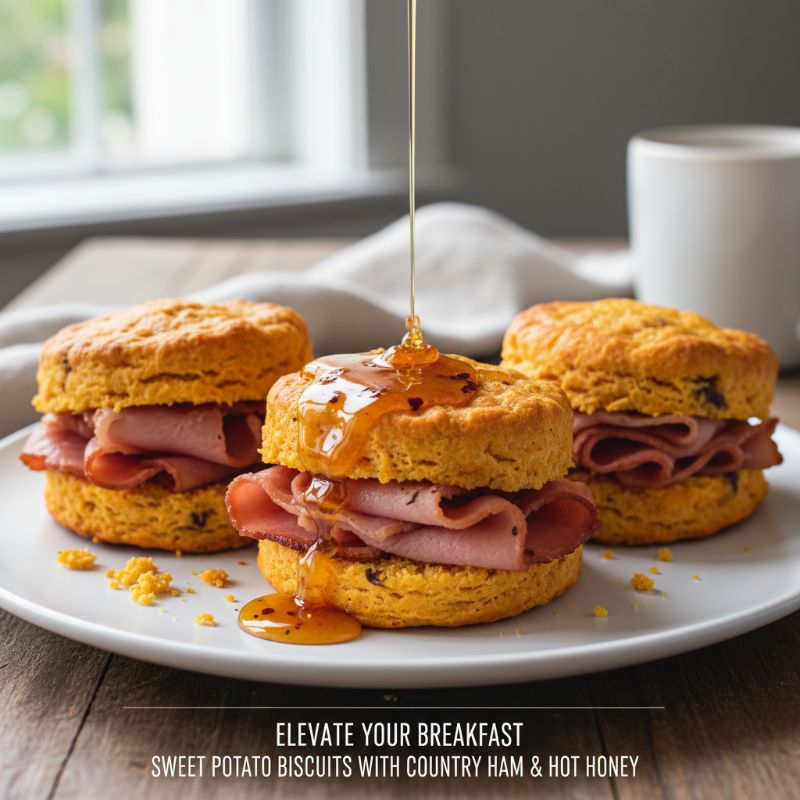 Sweet Potato Biscuits with Country Ham & Hot Honey