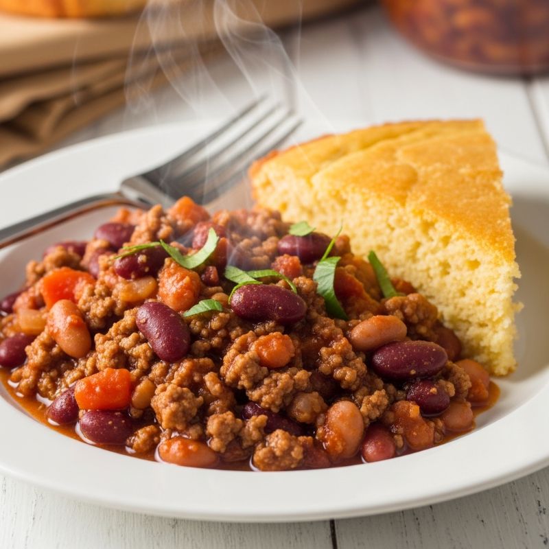 Hearty Chili Con Carne with Sweet Cornbread
