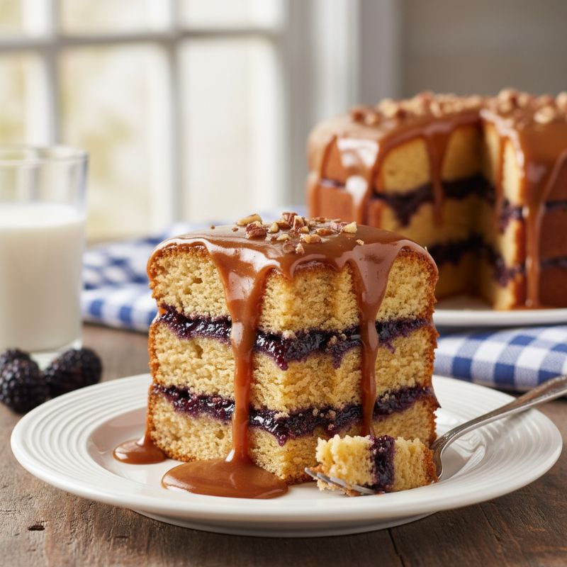 Blackberry Jam Cake with Caramel Icing