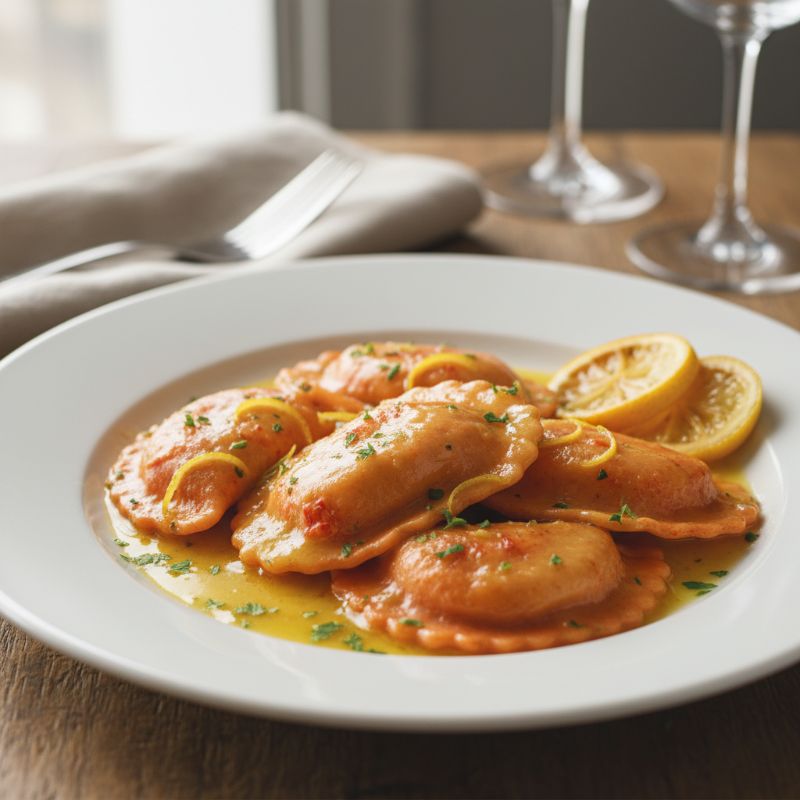 Lobster Ravioli with Lemon-Butter Sauce