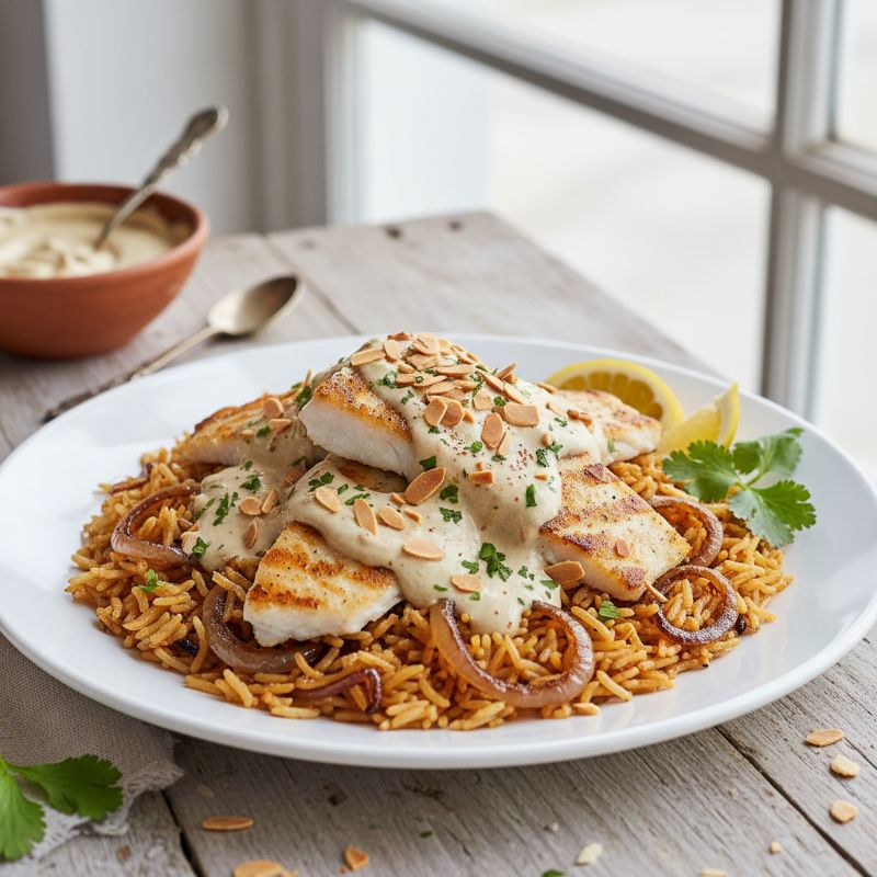 Halal Sayadieh: Fisherman's Feast with Tahini