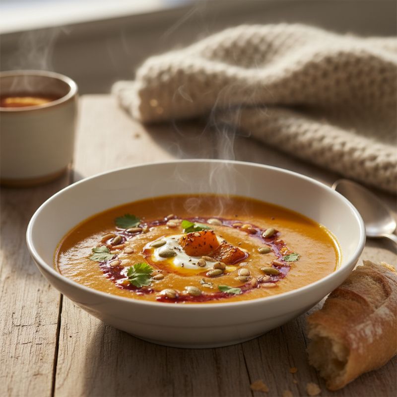 Creamy Roasted Pumpkin & Harissa Soup