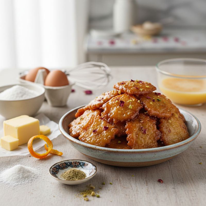 Cardamom-Kissed Chin Chin with Honey-Rosewater Glaze