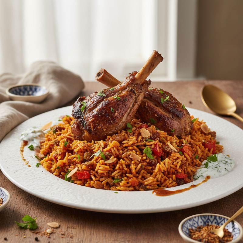 Lamb Ouzi Jollof Rice