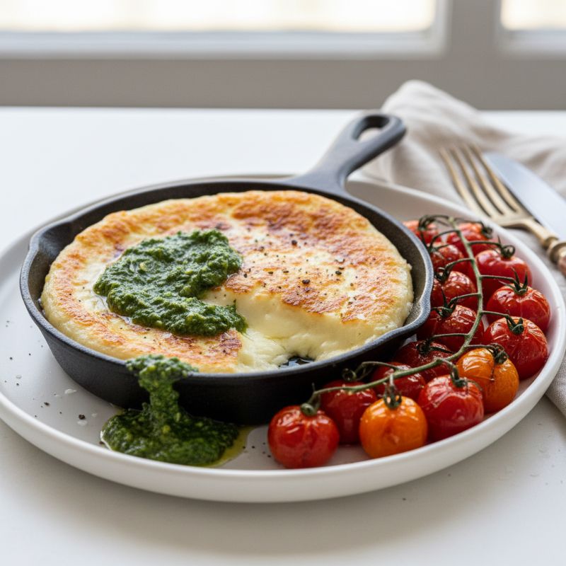 Grilled Provoleta with Chimichurri & Roasted Cherry Tomatoes