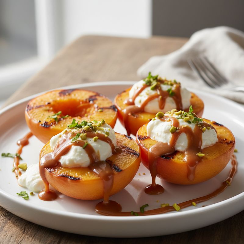 Grilled Peaches with Dulce de Leche & Mascarpone