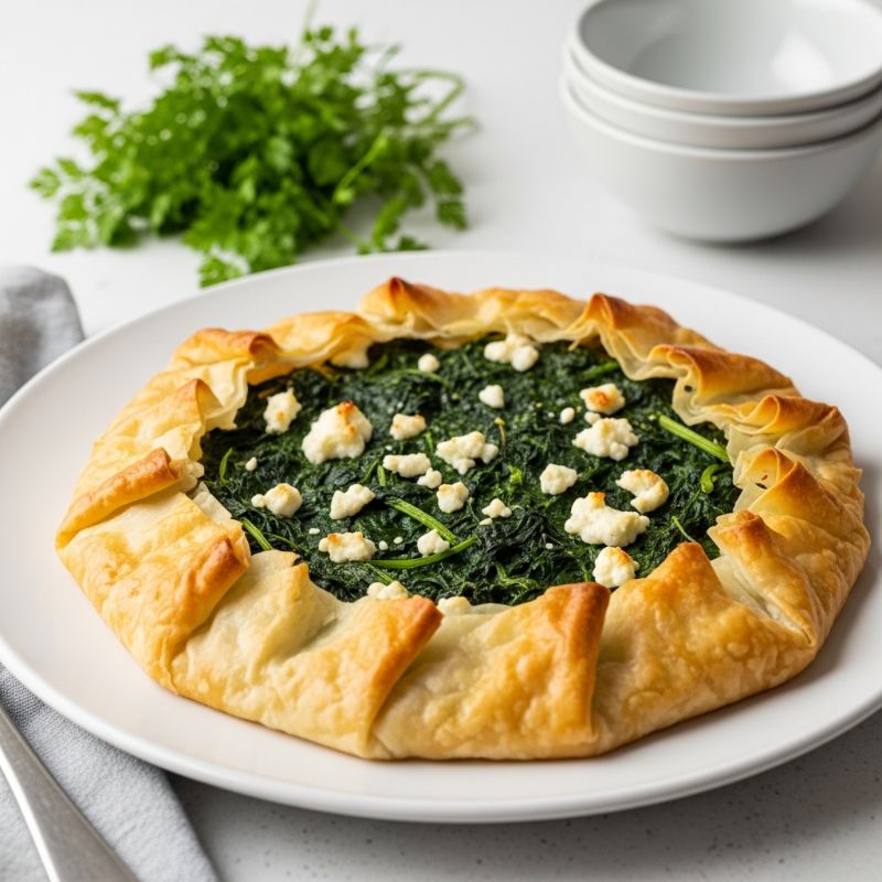 Spinach & Myronia Phyllo Tart (Spanakopita Galette)